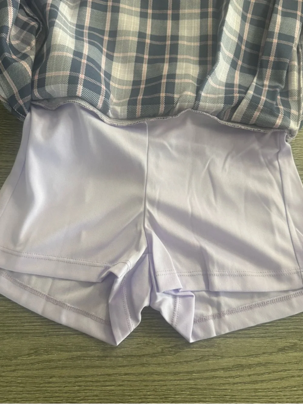 Justice Girls Asymmetrical Pleated Skirt Lavender Plaid SIZE M (10)